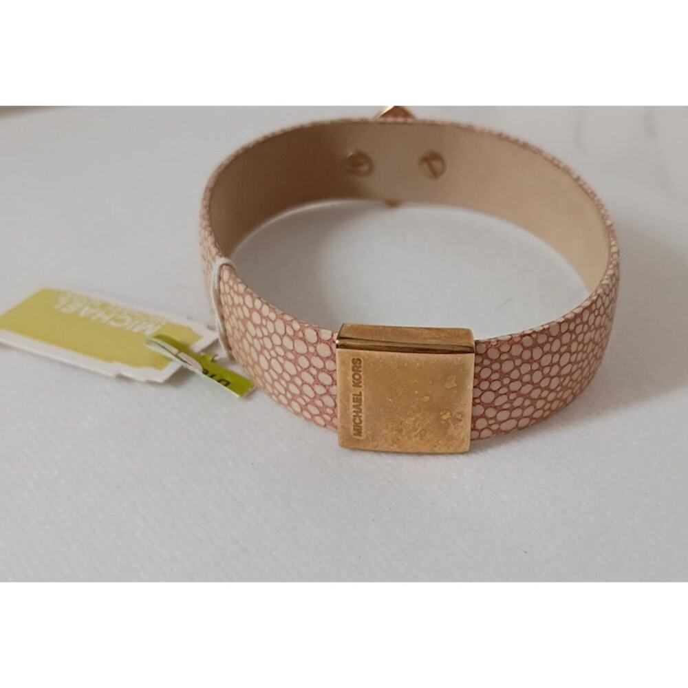 MICHAEL KORS Rose Gold Textured Leather Bracelet - NWT - Picture 2 of 4